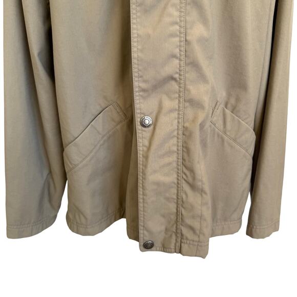 Eddie Bauer Coat Jacket Men's Large Tan Navy Chore Barn Full Zip Snap Pockets - Picture 3 of 10